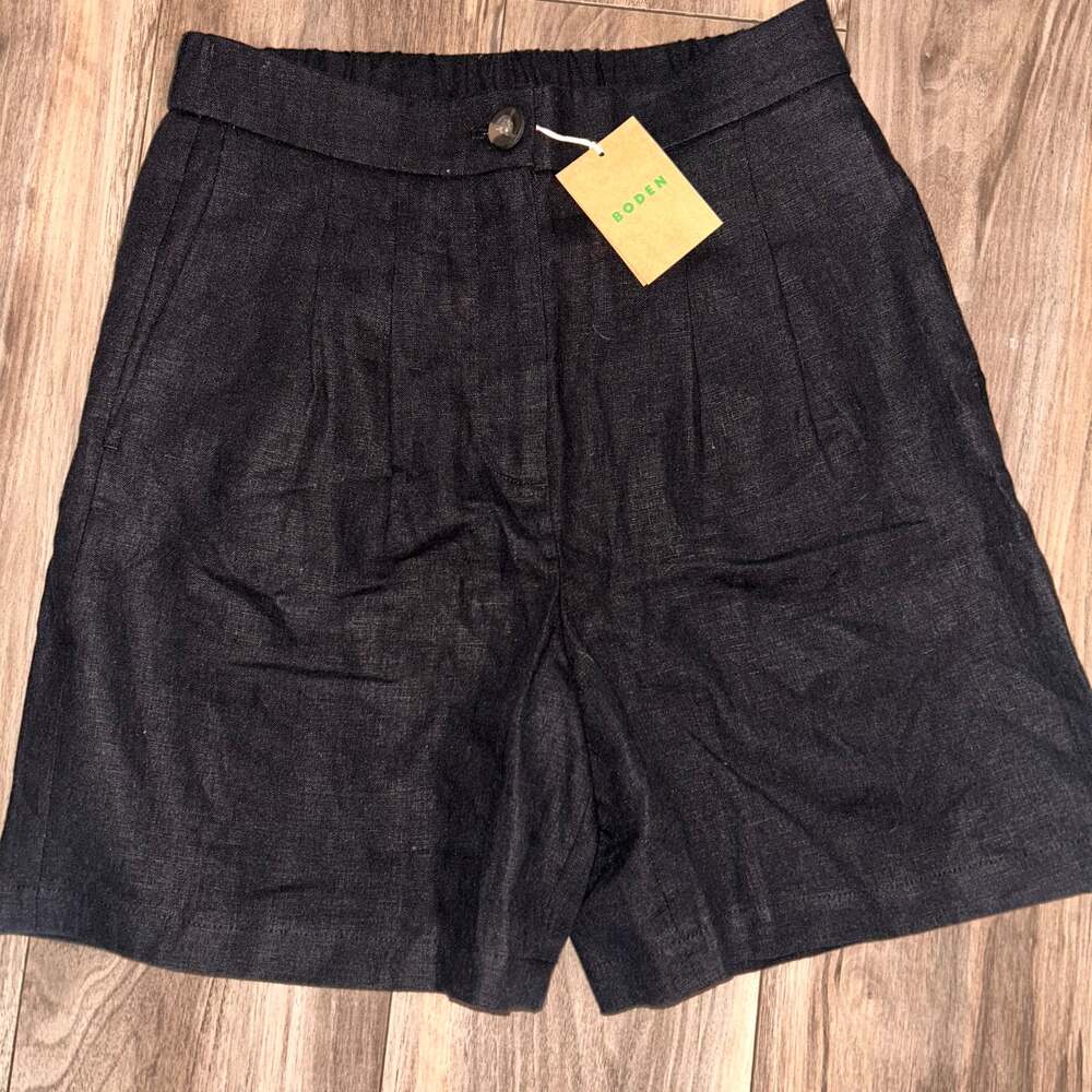 Boden Dulwich Linen Shorts Black UK 6 US 2 NWT
